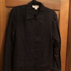 Jones New York Black Linen Button-Front Jacket